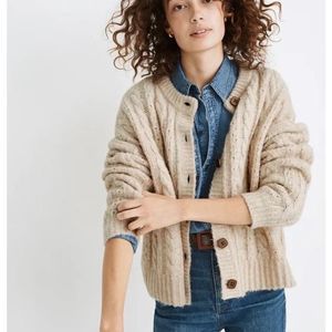 Madewell Beige Cable Knit Cardigan